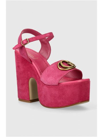 Semišové sandály Guess CLODY růžová barva FLJCLO SUE04