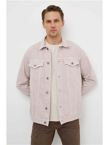 Džínová bunda Pepe Jeans pánská růžová barva přechodná