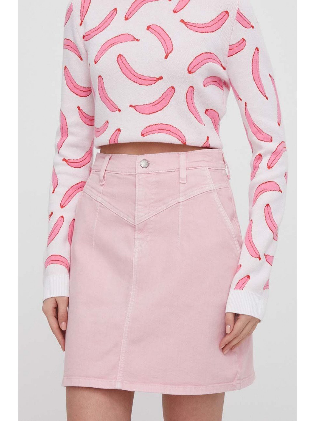 Džínová sukně Pepe Jeans růžová barva mini pouzdrová