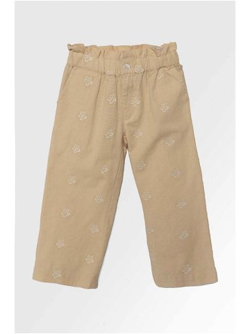 Kalhoty s lněnou směsí pro děti zippy béžová barva vzorované