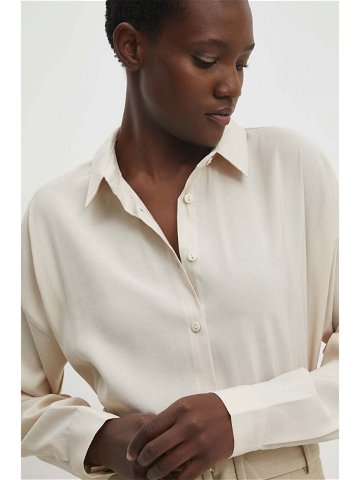 Košile Answear Lab dámská béžová barva relaxed s klasickým límcem