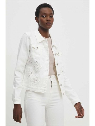 Džínová bunda Answear Lab dámská bílá barva přechodná