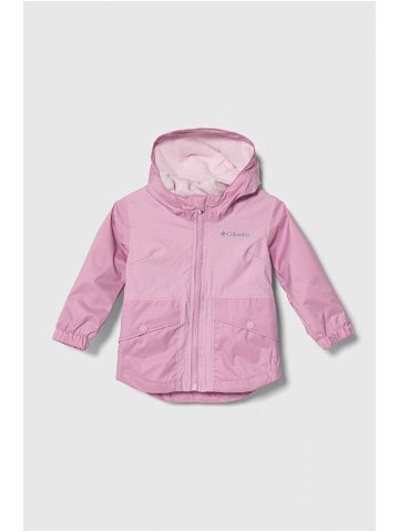 Kojenecká bunda Columbia Rainy Trails Fleece růžová barva