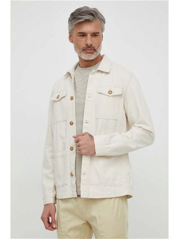 Džínová košile Pepe Jeans Bingham pánská béžová barva regular s klasickým límcem
