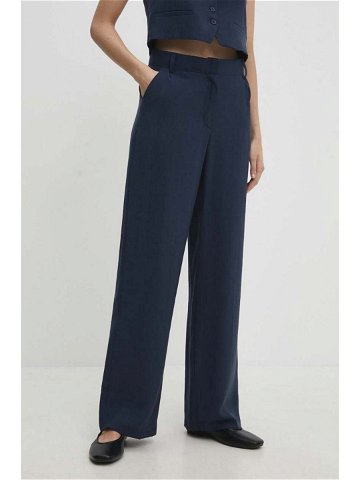 Kalhoty Answear Lab dámské tmavomodrá barva jednoduché high waist