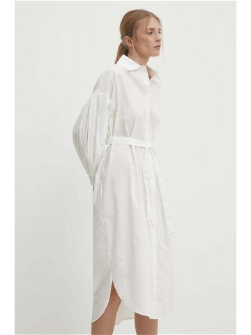 Bavlněné šaty Answear Lab bílá barva midi