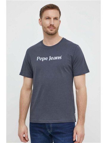 Bavlněné tričko Pepe Jeans CLIFTON šedá barva s potiskem PM509374