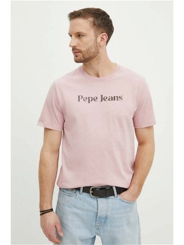 Bavlněné tričko Pepe Jeans CLIFTON růžová barva s potiskem PM509374