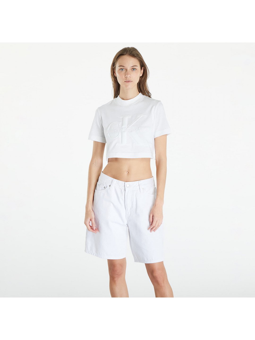 Calvin Klein Jeans Premium Monologo Cropped T-Shirt White