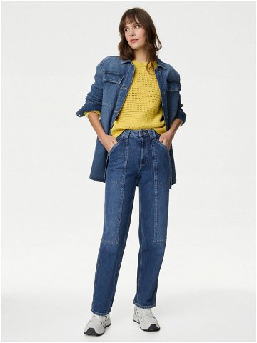 Tmavě modré dámské kapsáčové straight fit džíny Marks & Spencer