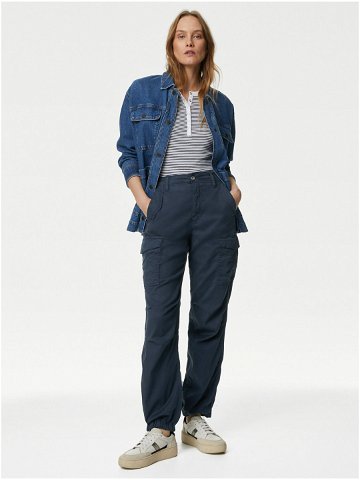 Tmavě modré dámské kapsáčové kalhoty Marks & Spencer