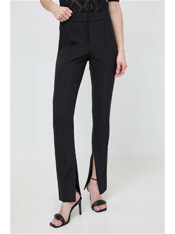 Kalhoty BOSS dámské černá barva přiléhavé high waist 50505972