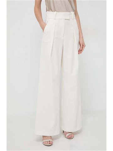 Kalhoty Ivy Oak dámské béžová barva široké high waist IO1100X5121