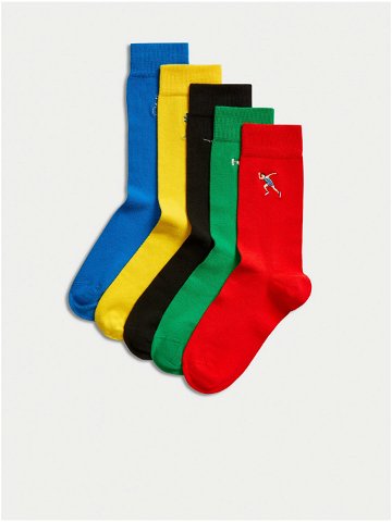 Sada pěti párů pánských ponožek v červené žluté a modré barvě Marks & Spencer Cool & Fresh