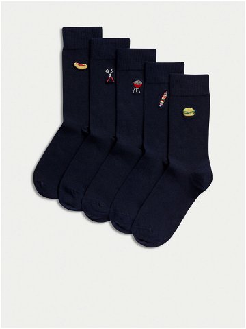 Sada pěti párů pánských ponožek v tmavě modré barvě Marks & Spencer Cool & Fresh