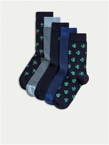 Sada pěti párů pánských ponožek v modré barvě Marks & Spencer Cool & Fresh