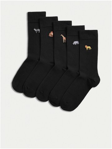 Sada pěti párů pánských ponožek v černé barvě Marks & Spencer Cool & Fresh