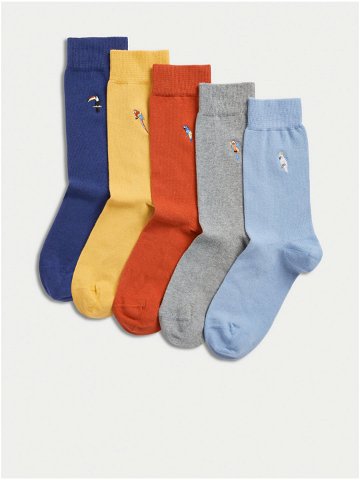 Sada pěti párů pánských ponožek v červené žluté a modré barvě Marks & Spencer Cool & Fresh