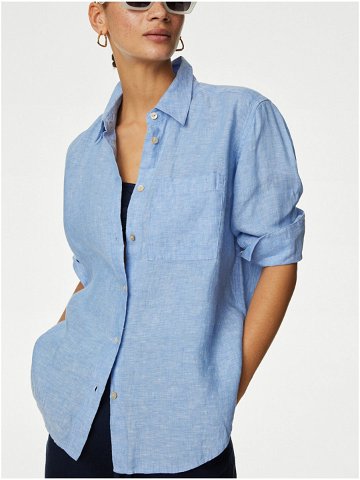Modrá dámská lněná košile Marks & Spencer