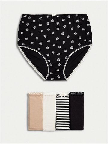 Sada pěti dámských vzorovaných kalhotek v béžové černé a bílé barvě Marks & Spencer
