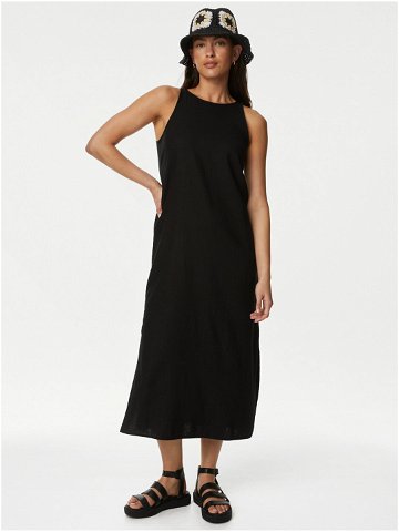 Černé dámské šaty s příměsí lnu Marks & Spencer