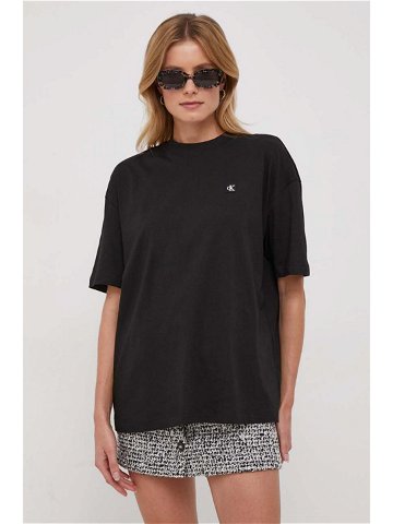 Bavlněné tričko Calvin Klein Jeans černá barva J20J222568