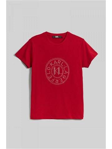 Tričko karl lagerfeld rhinestone logo t-shirt červená m