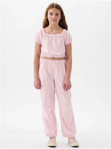 Světle růžové holčičí volné kalhoty GAP
