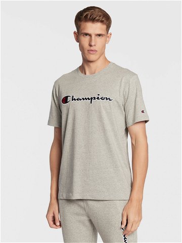 Champion T-Shirt Script Logo Embroidery 218007 Šedá Regular Fit