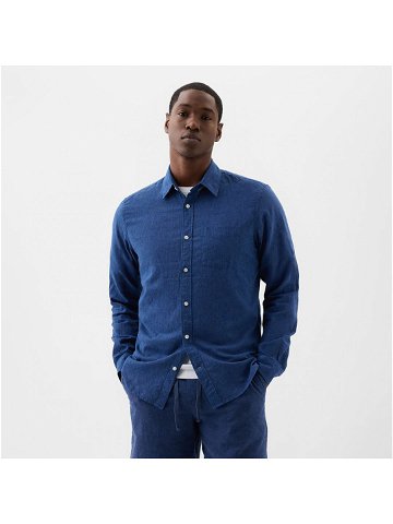GAP Longsleeve Standard-Fit Linen Shirt Bainbridge Blue