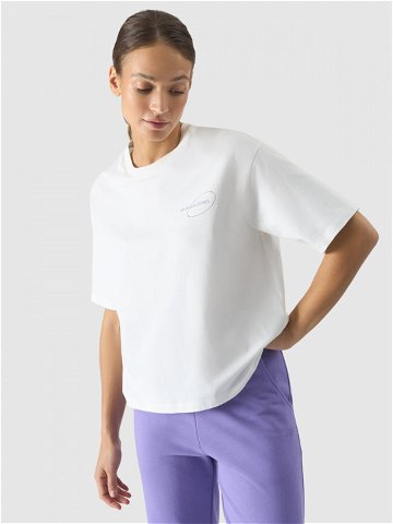 Dámské tričko oversize s potiskem – lomené bílé