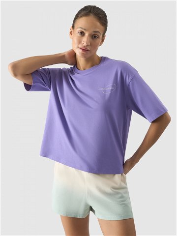 Dámské tričko oversize s potiskem – fialové
