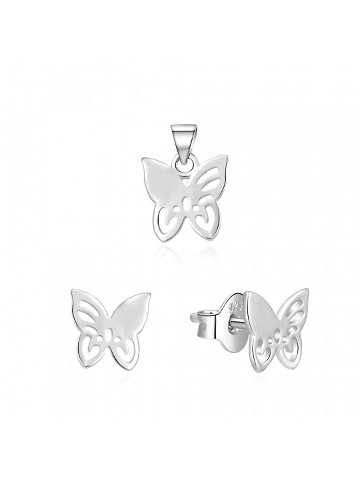 Beneto Stříbrná souprava šperků motýlci AGSET224L přívěsek náušnice
