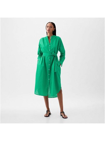 GAP Longsleeve Linen Maxi Dress Simply Green 17-5936