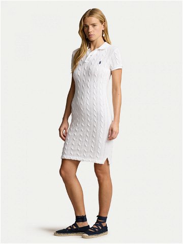 Polo Ralph Lauren Úpletové šaty 211943139002 Bílá Slim Fit