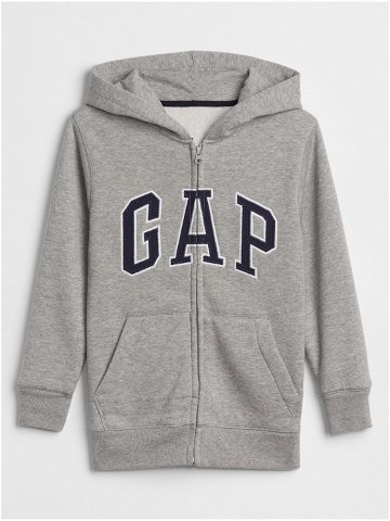 Šedá klučičí dětská mikina GAP Logo zip hoodie