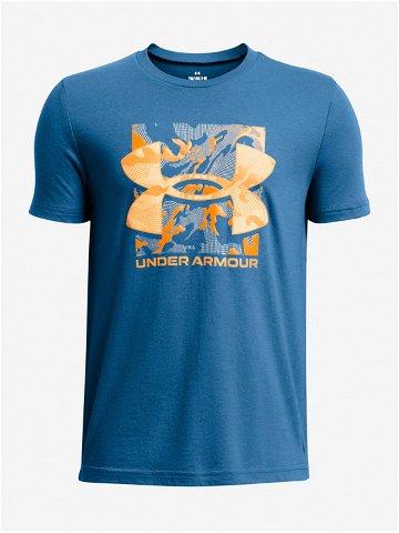 Petrolejové klučičí tričko Under Armour UA B Box Logo Camo SS Mfo