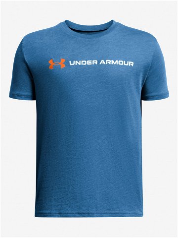Modré klučičí tričko Under Armour UA B LOGO WORDMARK SS