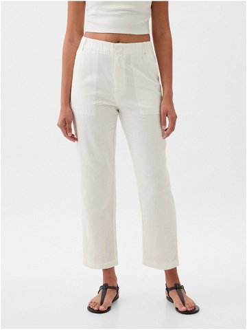 Bílé dámské lněné kalhoty GAP
