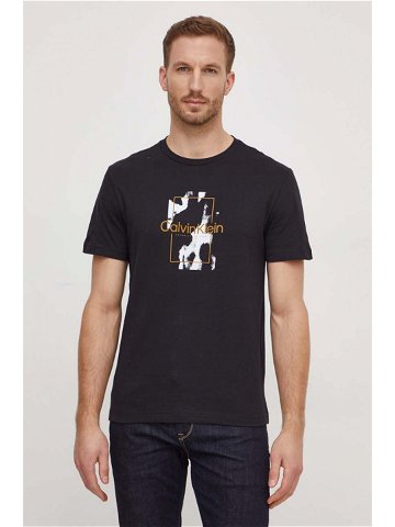 Bavlněné tričko Calvin Klein černá barva s potiskem K10K112401