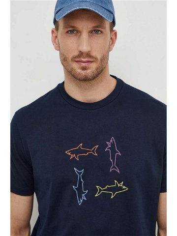 Bavlněné tričko Paul & Shark tmavomodrá barva s potiskem 24411088