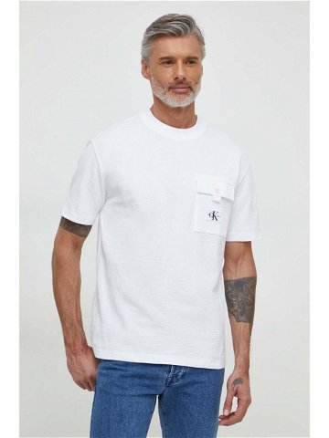 Tričko Calvin Klein Jeans bílá barva s aplikací