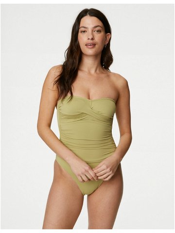 Zelené dámské jednodílné plavky formující bříško Marks & Spencer