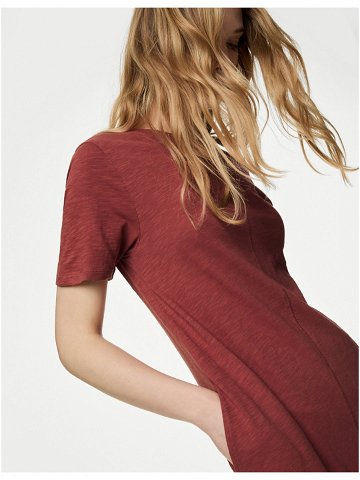 Červené dámské žerzejové tričkové midi šaty Marks & Spencer