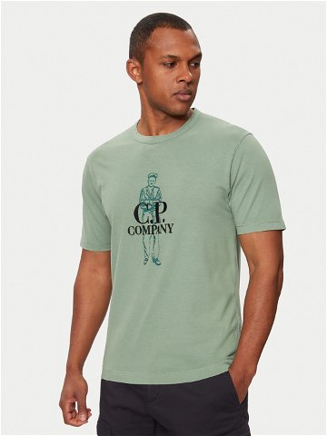 C P Company T-Shirt 16CMTS302A006057O Zelená Regular Fit