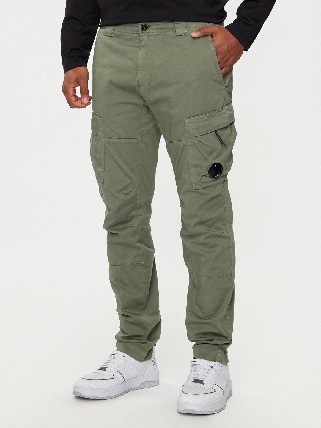 C P Company Kalhoty z materiálu 16CMPA063A005694G Zelená Slim Fit