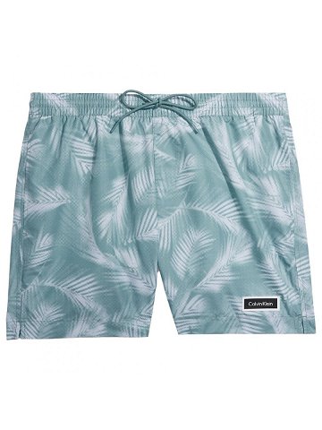 Pánské plavecké šortky se stahovací šňůrkou KM0KM00813 0H8 zelená-vzor – Calvin Klein XL