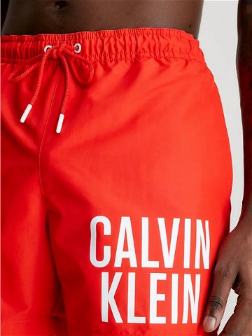 Pánské střední plavecké šortky se stahovací šňůrkou KM0KM00794 XNE červená – Calvin Klein M