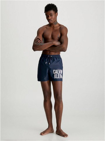 Pánské střední plavecké šortky se stahovací šňůrkou KM0KM00794 XNE tm modrá – Calvin Klein XXL