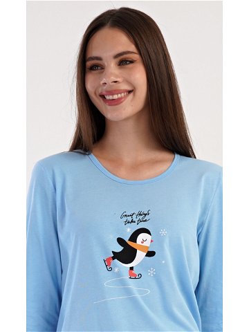 Dámské pyžamo dlouhé Tučňák na ledě modré – Vienetta S